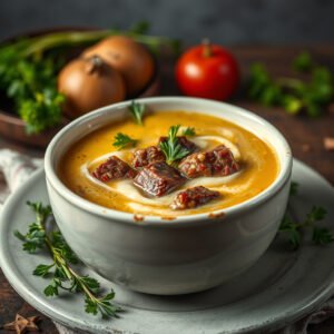 Sopa de Abóbora com Carne Seca Deliciosa