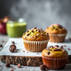 Muffins de Matcha e Morango Encantados