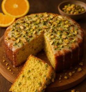 Bolo de Laranja, Pistache e Amêndoas Delícia