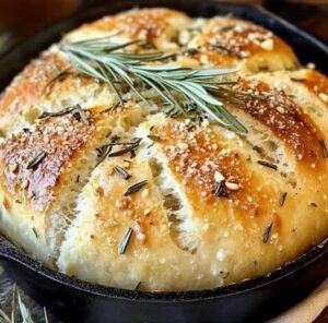 Pão Rústico de Alho e Alecrim (Sem Sovar)