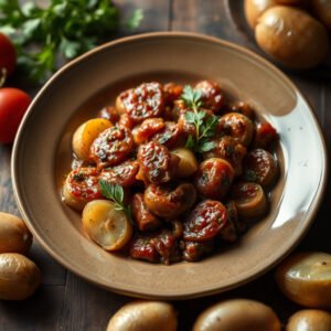 Linguiça Toscana com Batatas Douradas