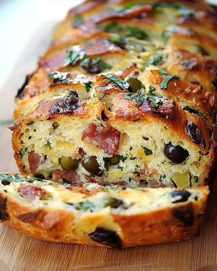 Receita Deliciosa de Pão de Azeitonas, Bacon e Queijo