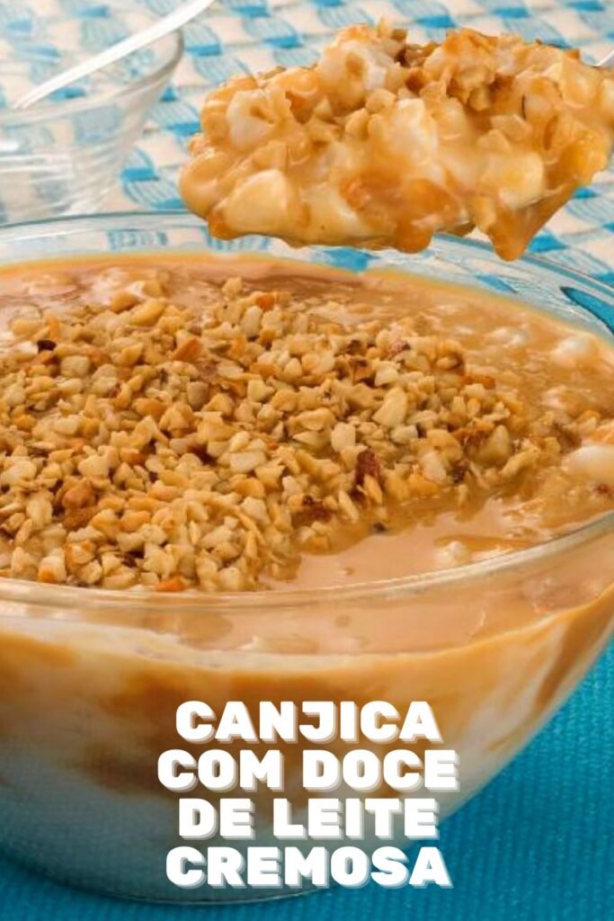 Receita de Canjica Cremosa com Doce de Leite e Amendoim