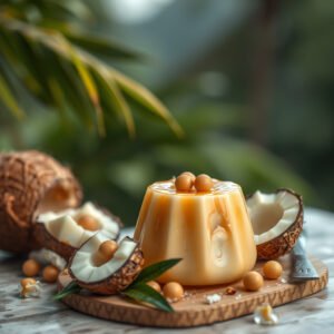Delicioso Manjar de Coco na Travessa com Ameixas em Calda